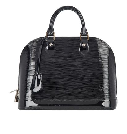 Alma PM, &pound;550, Handbags, Black, Patent Leather, Front view